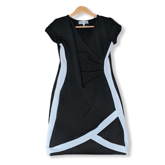 Black/White Ruched Side Mini Dress - Picture 3 of 7